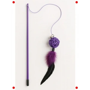 İp Yumağı Kedi Oltası Oyuncak - Tüylü ve Dayanıklı