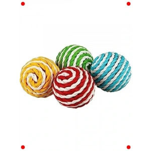 İpli Renkli Sesli Kedi Topu Oyuncak (2 Adet)