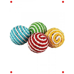 İpli Renkli Sesli Kedi Topu Oyuncak (2 Adet)