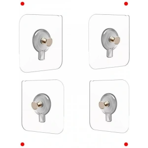 İz Bırakmayan Şeffaf Yapışkanlı Duvar Kancaları (4 Adet)