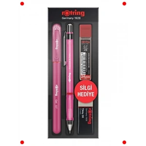 Jel Okul Seti 0,7 mm Pembe | Mekanik Kalem, Uç, Silgi Seti