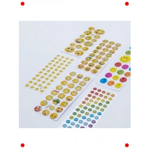 Kabartmalı Yapışkan Sticker Seti, Gülen Yüzler, 6 Adet