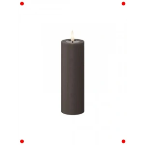 Kahve LED Mum - rçekçi Alev Efekti - 5x15 cm