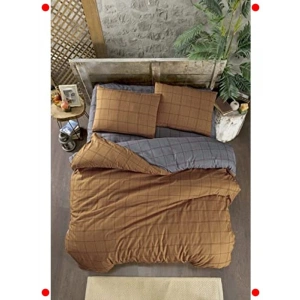 Kahverengi Çift Kişilik Nevresim Takımı 4 Parça