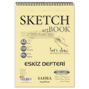 Kaliteli Eskiz Defteri - 90 gr, 100 Yapraklı Spiralli Sanat Seti