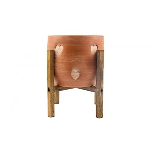 Kalp Desenli Saksı, 4 Ayaklı Tasarım, 19 cm
