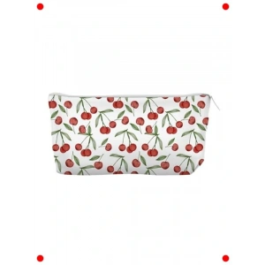 Kanvas Bez Kalem Kutusu - Kiraz Desenli