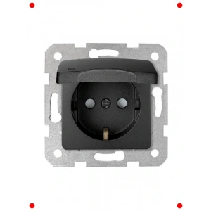 Kapaklı Topraklı Priz, Çarpma Korumalı, Siyah