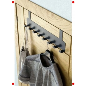 Kapı Arkası Metal Organizer Askı, 8 Kancalı, Mat Siyah