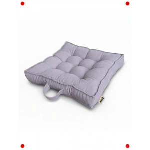 Kare Sandalye nderi - Elyaf Dolgu - Gri 42x42x6 cm