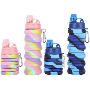 Katlanabilir Silikon Su Matarası, 500 ml, Taşınabilir ve Pratik