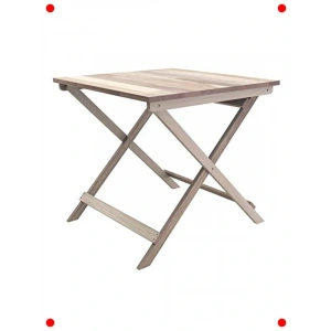 Katlanır Bahçe Masası - Masif Ahşap Organik Beyaz