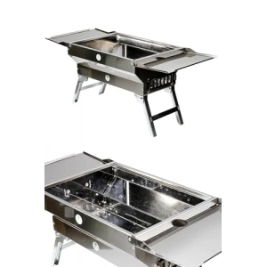 Katlanır krom manl, kapaklı ve ayaklı tasarım