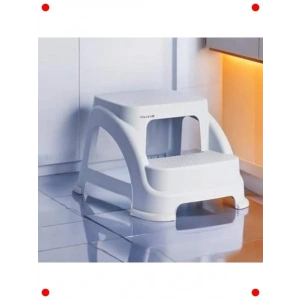 Kaymaz Yüzeyli İki Basamaklı Beyaz Tabure – 120