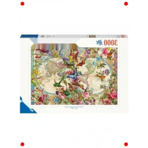 Kelebekli Dünya Haritası Yapboz - 3000 Parça