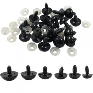 Kilitli Gözler için Saf Siyah 12 mm, 100 çift