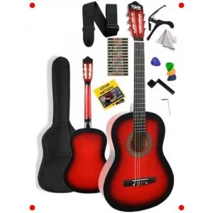 Kırmızı Klasik Gitar Seti 4/4 - Ayarlanabilir Sap