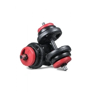 Kırmızı ve Siyah Renkli Multifonksiyonel Grip Plate Dambıl Seti