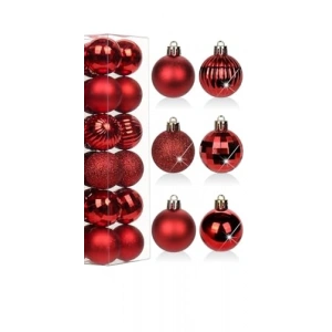 Kırmızı Yılbaşı Topu 3 cm, 12 Adet Noel Ağacı Süsleme Ürünü