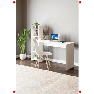 Kitaplıklı Fonksiyonel Çalışma Masası, Beyaz