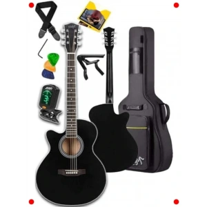 Kk Kasa Siyah Akustik Gitar Seti - 4/4 Yetişkin