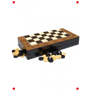 Klasik Ahşap Tavla Seti - Gül Desenli