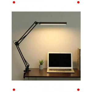 Klipsli LED Masa Lambası - Göz Korumalı, Siyah