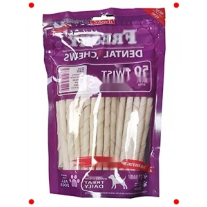 Köpekler İçin Beyaz Burgu Diş Çubuğu Ödülü 50 Adet, 300g