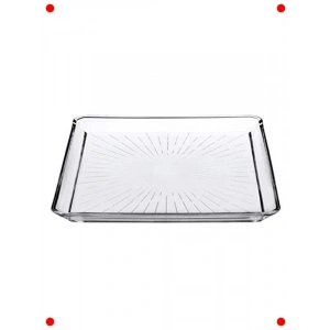 Kristal Cam Şık Tasarım Kare Servis Tabağı 24x24 cm