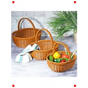 Kulp Dekoratif Hasır Sepet Seti 3lü