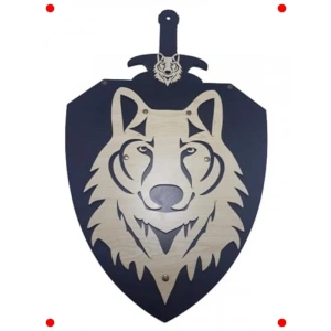 Kurt Başlı Ahşap Kılıç ve Kalkan Seti