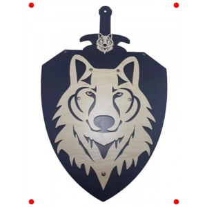 Kurt Başlı Ahşap Kılıç ve Kalkan Seti