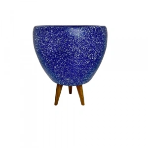 Lacivert Granit Toprak Saksı, 15 cm 3 Ayaklı Tasarım