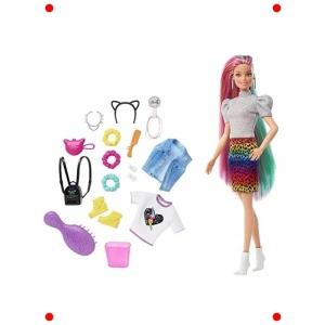 Leopar Desenli Saçlara Sahip Moda Bebeği