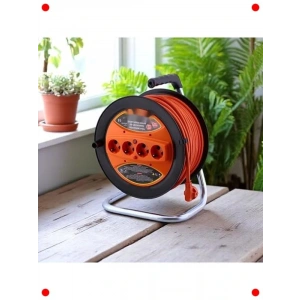 Makaralı 50 Metre Uzatma Kablosu 4 Prizli Termal Sigortalı