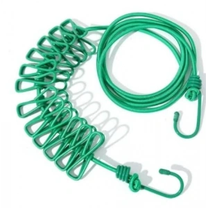 Mandallı Taşınabilir Balkon Koridor İpi, 12 Adet Set