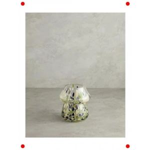 Mantar Tasarımlı Renkli Cam Dekoratif Vazo