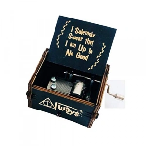 Manuel Müzik Kutusu, Ahşap İşlemeli Siyah Tasarım