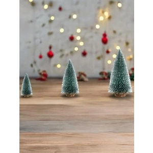 Masa Üstü Yılbaşı Süsü, 3lü Çam Ağacı Seti, Yeşil