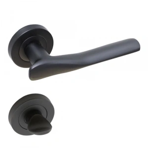 Mat Siyah Banyo Kapı Kolu, Daire Rozetli Sürgülü Kulplar