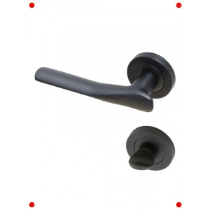 Mat Siyah Banyo/WC Kapı Kolu - Rozetli Model