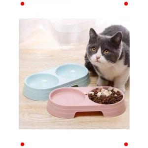 Mavi Çift Bölmeli Evcil Hayvan Mama Kabı