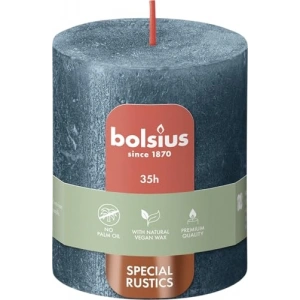 Mavi Parıltılı Rustik Sütun Mum, 35 Saat Yanma Süresi