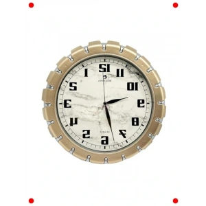 Mermer Desenli Sessiz Akar Duvar Saati 30 cm Gold-Gri