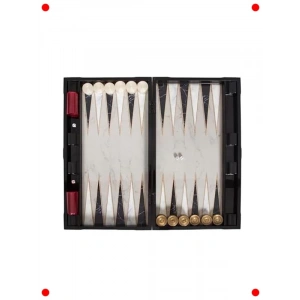 Mermer Desenli Siyah Tavla Seti