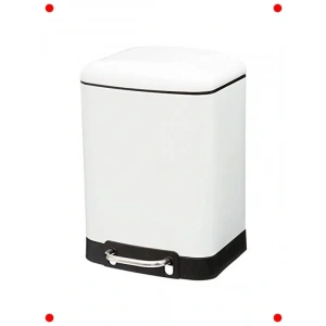 Metal Beyaz Çöp Kovası - 6 Litre, 22x15.5x32 cm