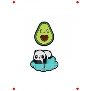 Metal Klips Seti - Avokado ve Panda Temalı (10 Adet)