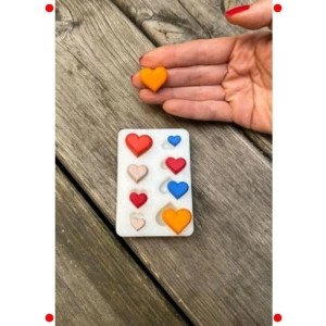 Mini Kalp Şekilli Silikon Mum Kalıbı Seti (8 Adet)