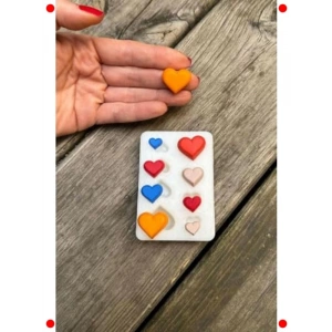 Mini Kalp Şekilli Silikon Mum Kalıbı Seti (8 Adet)