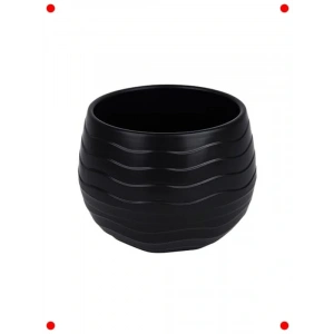 Modern Dalgalı Tasarım Bitki Saksısı - Siyah Plastik